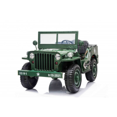 Elektrické autíčko - Retro vojenské vozidlo 4x4  - zelené - 158cm x 80cm x 82cm